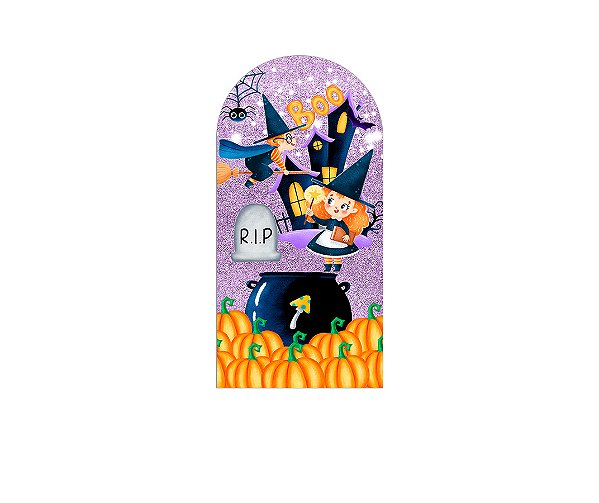 Painel De Festa Romano 1,00x2,00- Halloween Bruxinha Cute 030