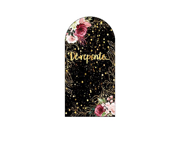 Painel De Festa Romano 1,00x2,00- Flores De repente Dourado 009