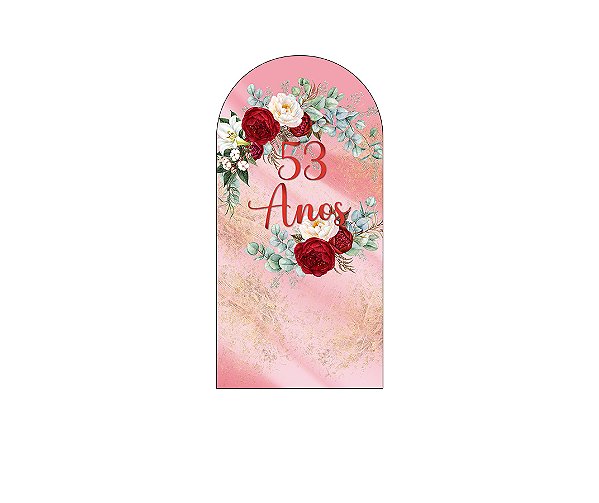 Painel De Festa Romano 1,00x2,00- Efeito Mármore Floral 53 Anos 104