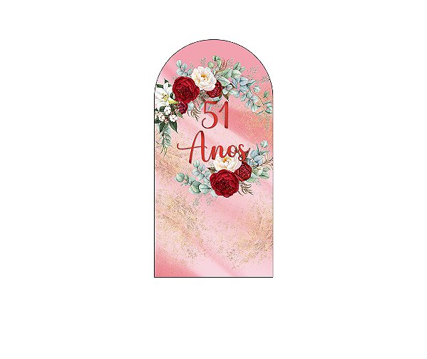 Painel De Festa Romano 1,00x2,00- Efeito Mármore Floral 51 Anos 106