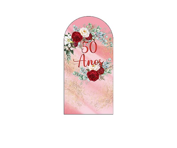Painel De Festa Romano 1,00x2,00- Efeito Mármore Floral 50 Anos 107