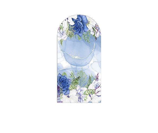 Painel De Festa Romano 1,00x2,00- Flores Aquarela Azul 149
