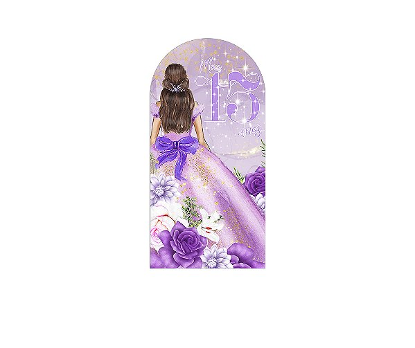 Painel De Festa Romano 1,00x2,00- 15 Anos Princesa Lilás 154
