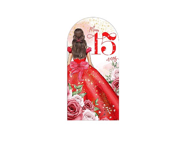 Painel De Festa Romano 1,00x2,00- 15 Anos Princesa Vermelho 162