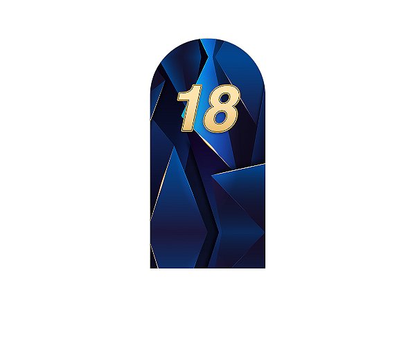 Painel De Festa Romano 1,00x2,00- 18 Anos Azul Marinho com Dourado 198