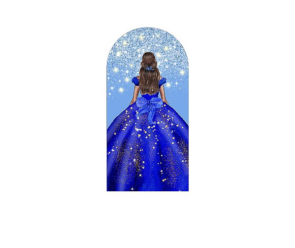 Painel De Festa Romano 1,00x2,00- Princesa Azul Efeito Glitter 200
