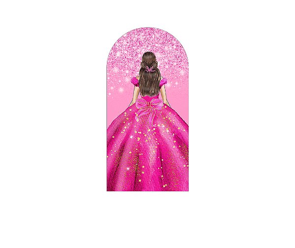 Painel De Festa Romano 1,00x2,00- Princesa Pink Efeito Glitter 204