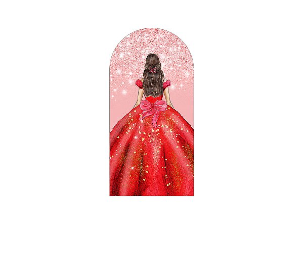 Painel De Festa Romano 1,00x2,00- Princesa Vermelho Efeito Glitter 208