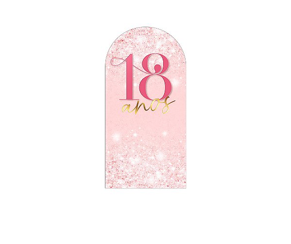 Painel De Festa Romano 1,00x2,00- 18 Anos Rosa Suave Efeito Glitter 215