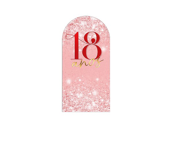 Painel De Festa Romano 1,00x2,00- 18 Anos Vermelho Efeito Glitter 216