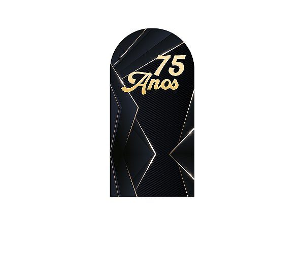 Painel De Festa Romano 1,00x2,00- 75 Anos Preto com Dourado 227