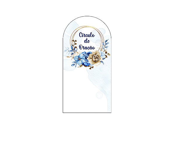 Painel De Festa Romano 1,00x2,00- Circulo de Oração Floral Azul 018