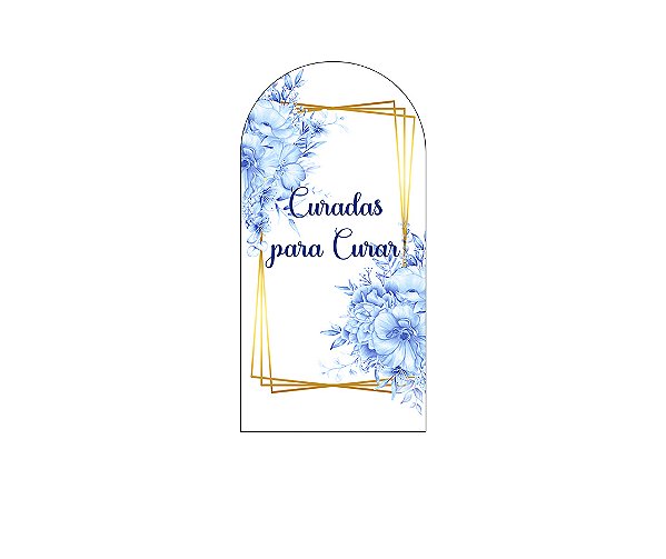 Painel De Festa Romano 1,00x2,00- Curadas Para Curar Floral Azul 026