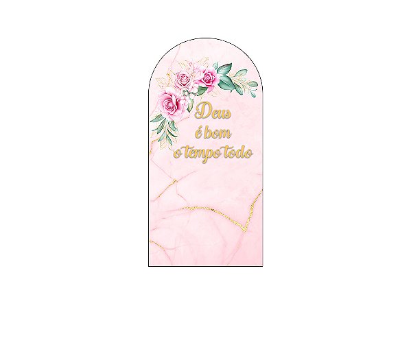 Painel De Festa Romano 1,00x2,00- Deus é Bom Efeito Mármore Rosa 050