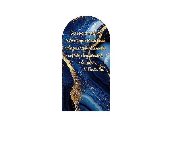 Painel De Festa Romano 1,00x2,00- Religioso Efeito Mármore Azul e Dourado 052
