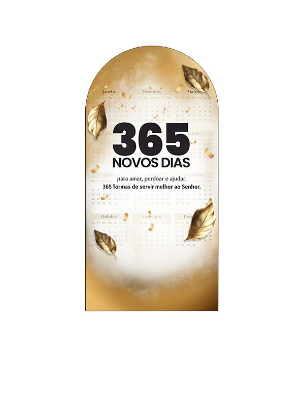 Painel De Festa Romano 1,00x2,00- Igreja 365 Dias Folhas Douradas 069