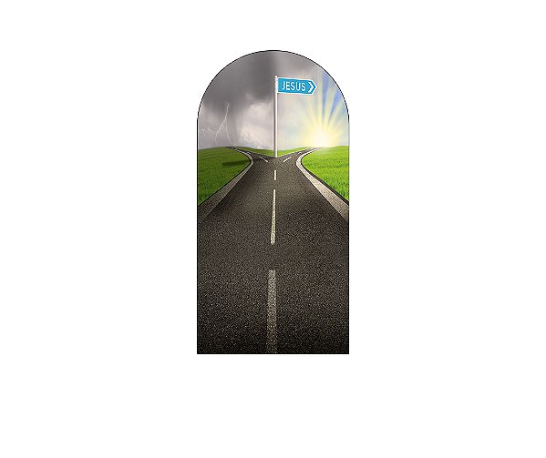 Painel De Festa Romano 1,00x2,00- Caminho Estrada Para Jesus 082