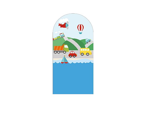 Painel De Festa Romano 1,00x2,00- Meios de Transporte Cute 001