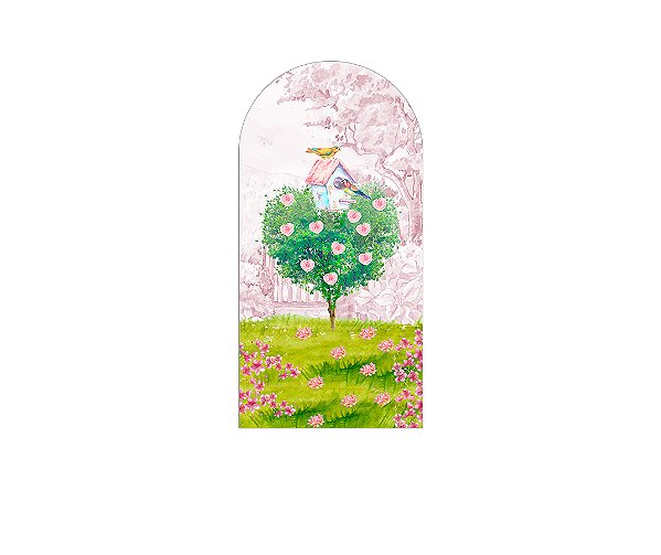 Painel De Festa Romano 1,00x2,00- Jardim Árvore Rosa 006