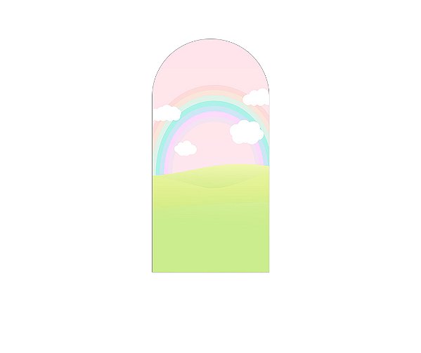 Painel De Festa Romano 1,00x2,00- Jardim Cute com Arco-íris 022