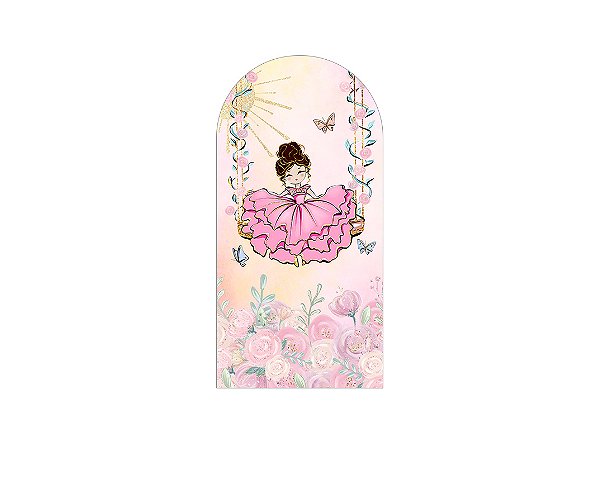 Painel De Festa Romano 1,00x2,00- Princesa Cute no Balanço 026