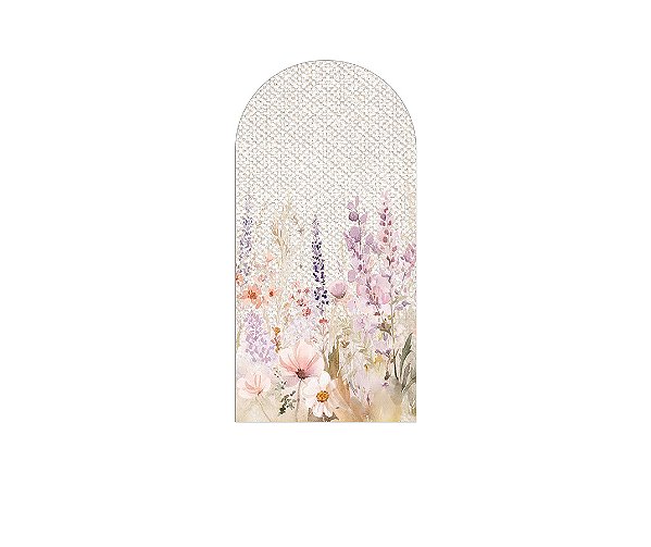 Painel De Festa Romano 1,00x2,00- Jardim Floral Efeito Textura de Linho 038