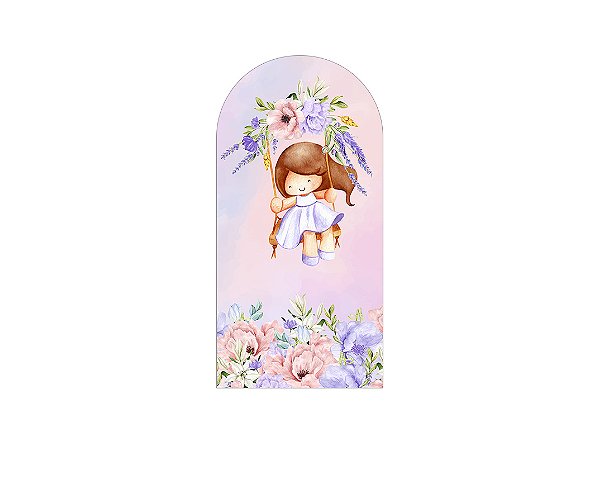 Painel De Festa Romano 1,00x2,00- Menina no Balanço 055