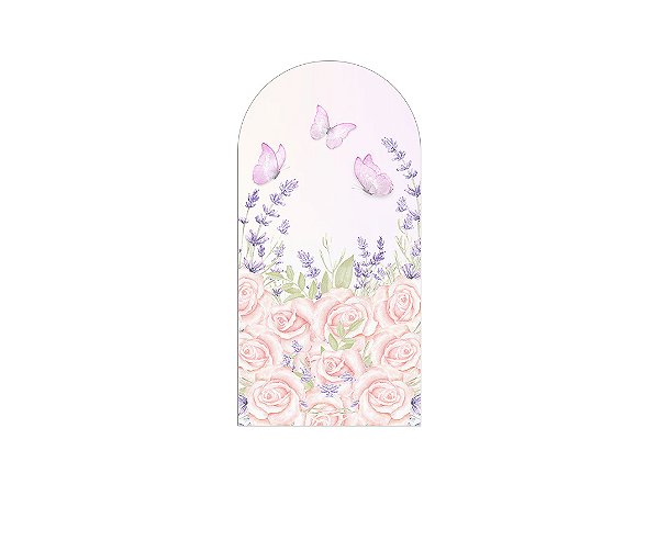 Painel De Festa Romano 1,00x2,00- Jardim de Lavanda com Borboletas 058