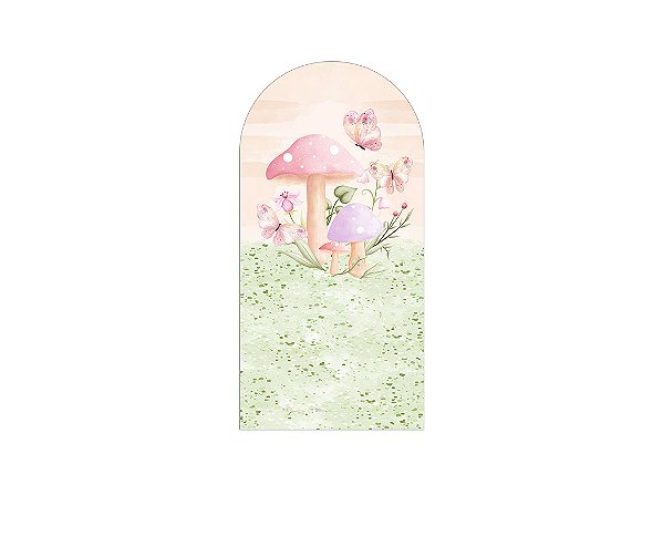 Painel De Festa Romano 1,00x2,00- Jardim de Cogumelos Aquarela 059