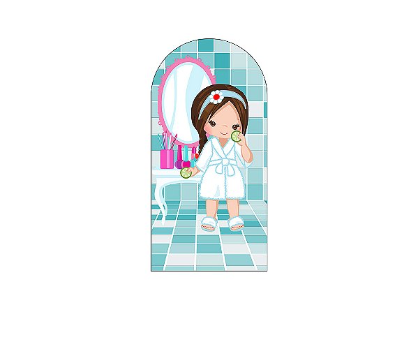 Painel De Festa Romano 1,00x2,00- Dia de Spa Menina Cute 005