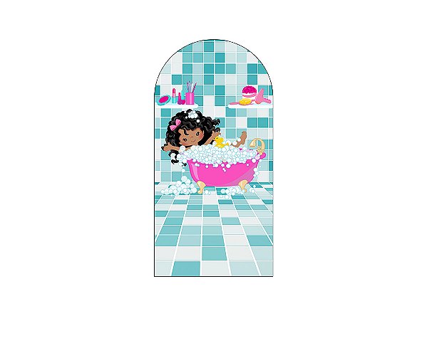 Painel De Festa Romano 1,00x2,00- Menina na Banheira Dia de Spa 007