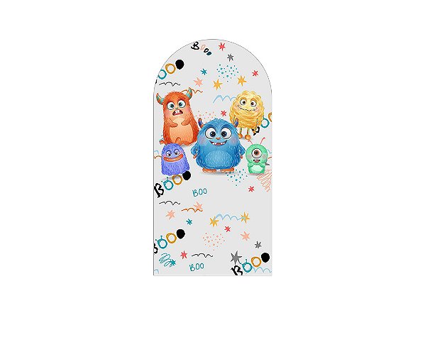Painel De Festa Romano 1,00x2,00- Monstrinhos Festeiros Cute 002