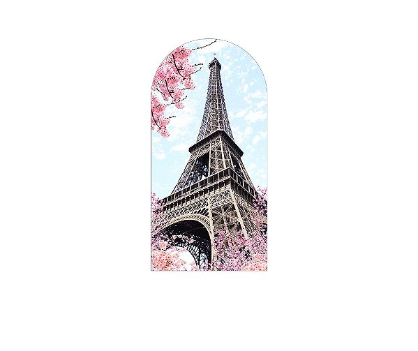 Painel De Festa Romano 1,00x2,00- Paris Torre Eiffel Floral 001
