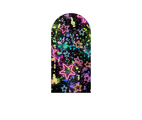 Painel De Festa Romano 1,00x2,00- Estrelas Coloridas Efeito Neon 003