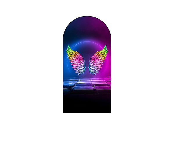 Painel De Festa Romano 1,00x2,00- Asa Colorida Efeito Neon 006
