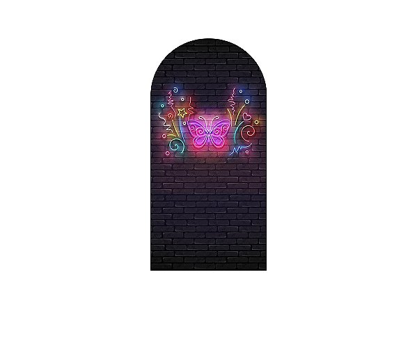 Painel De Festa Romano 1,00x2,00- Neon Party Borboleta 009