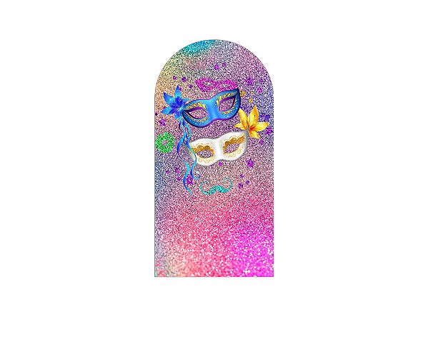 Painel De Festa Romano 1,00x2,00- Máscaras de Carnaval Efeito Glitter 018