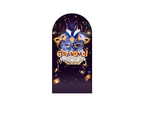 Painel De Festa Romano 1,00x2,00- Carnaval Dourado com Azul 021