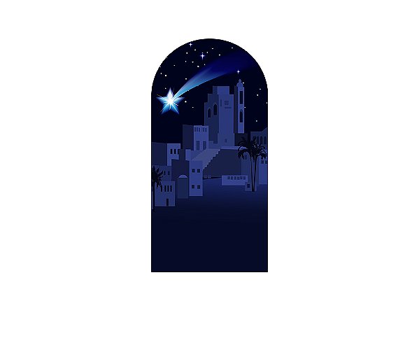Painel De Festa Romano 1,00x2,00- Sagrada Familia Natal Azul 001