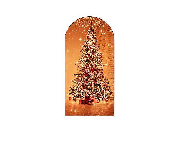 Painel De Festa Romano 1,00x2,00- Árvore de Natal Efeito Brilhos 006