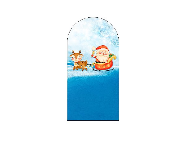 Painel De Festa Romano 1,00x2,00- Papai Noel e Rena Cute 008