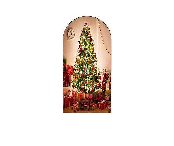 Painel De Festa Romano 1,00x2,00- Sala de Estar com Árvore de Natal 010