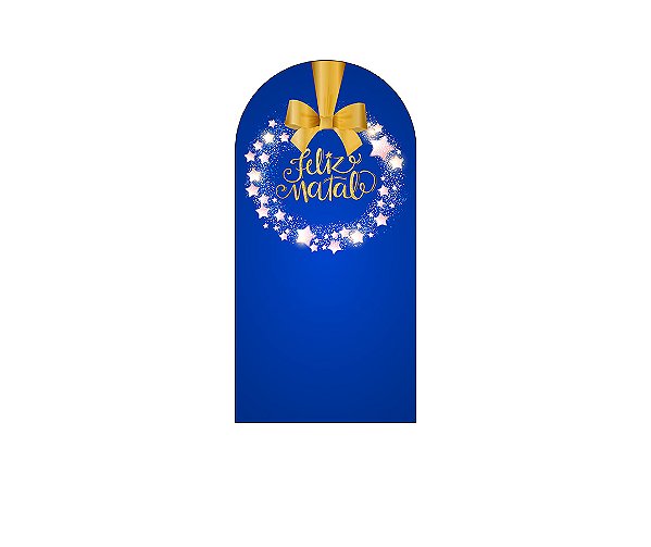 Painel De Festa Romano 1,00x2,00- Feliz Natal Azul e Dourado 036