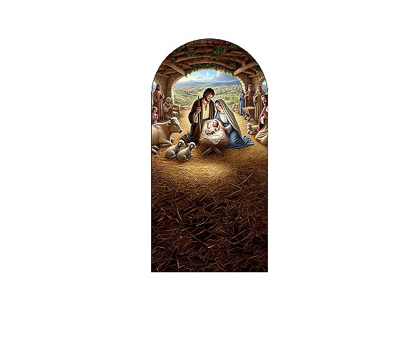 Painel De Festa Romano 1,00x2,00- Natal Cristão Manjedoura 044