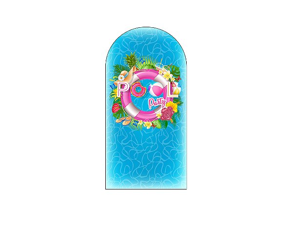 Painel De Festa Romano 1,00x2,00- Pool Party Boia Rosa 009