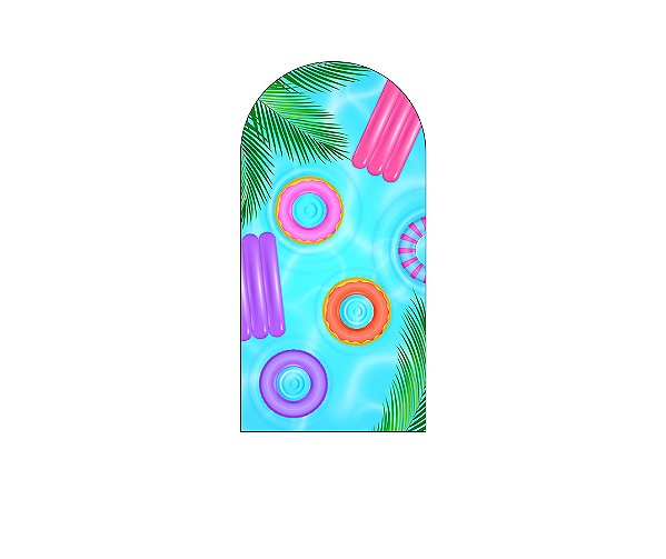 Painel De Festa Romano 1,00x2,00- Pool Party Boias Coloridas 014