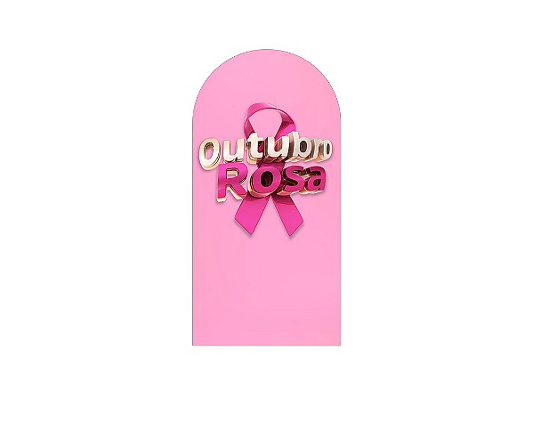 Painel De Festa Romano 1,00x2,00- Outubro Rosa com Dourado 003