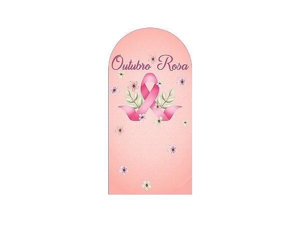 Painel De Festa Romano 1,00x2,00- Outubro Rosa com Flores Aquarela 021