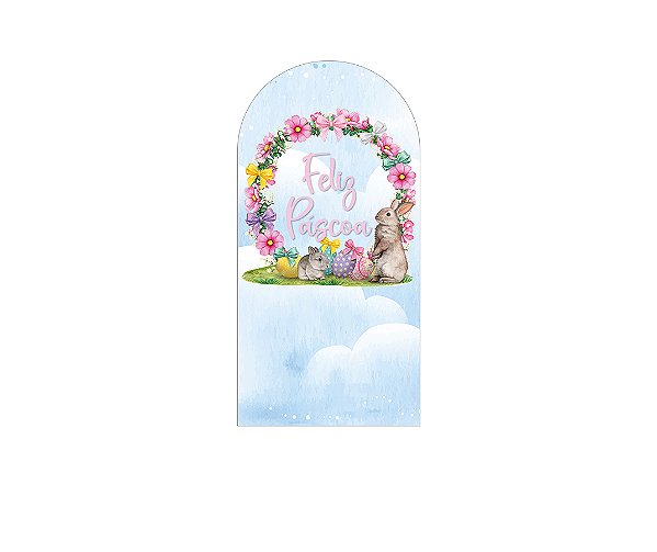 Painel De Festa Romano 1,00x2,00- Feliz Páscoa Rosa 001