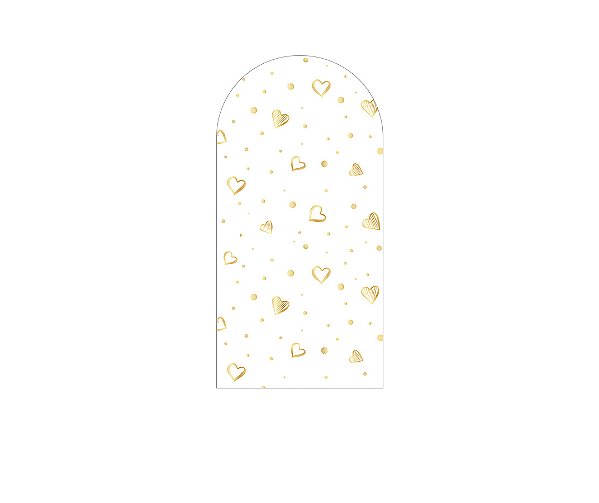 Painel De Festa Romano 1,00x2,00- Corações Dourado 033